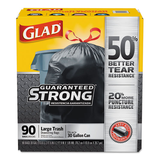GLAD STRONG DRAWSTRING TRASH BAG 3-PLY 1.05MIL 90/CS